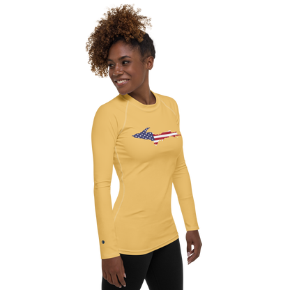 Michigan Upper Peninsula Rash Guard (w/ UP USA Flag) | Women's - Citrine