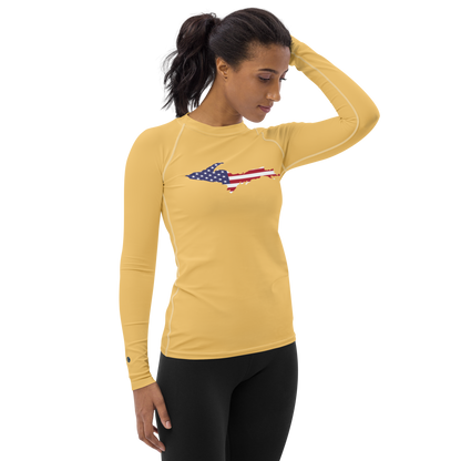 Michigan Upper Peninsula Rash Guard (w/ UP USA Flag) | Women's - Citrine