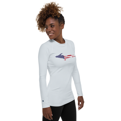 Michigan Upper Peninsula Rash Guard (w/ UP USA Flag) | Women's - Gossy White