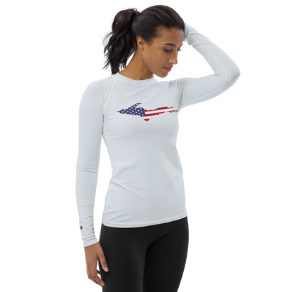 Michigan Upper Peninsula Rash Guard (w/ UP USA Flag) | Women's - Gossy White