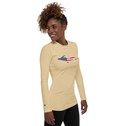 Michigan Upper Peninsula Rash Guard (w/ UP USA Flag) | Women's - Maple Color