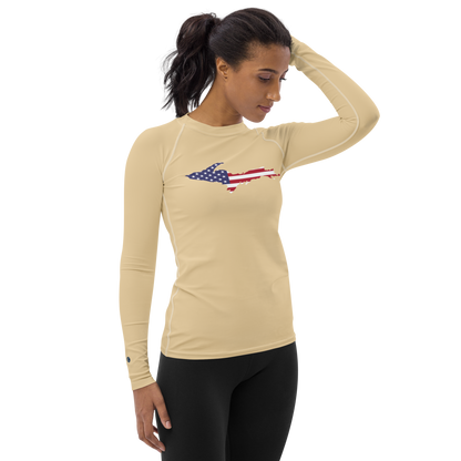 Michigan Upper Peninsula Rash Guard (w/ UP USA Flag) | Women's - Maple Color