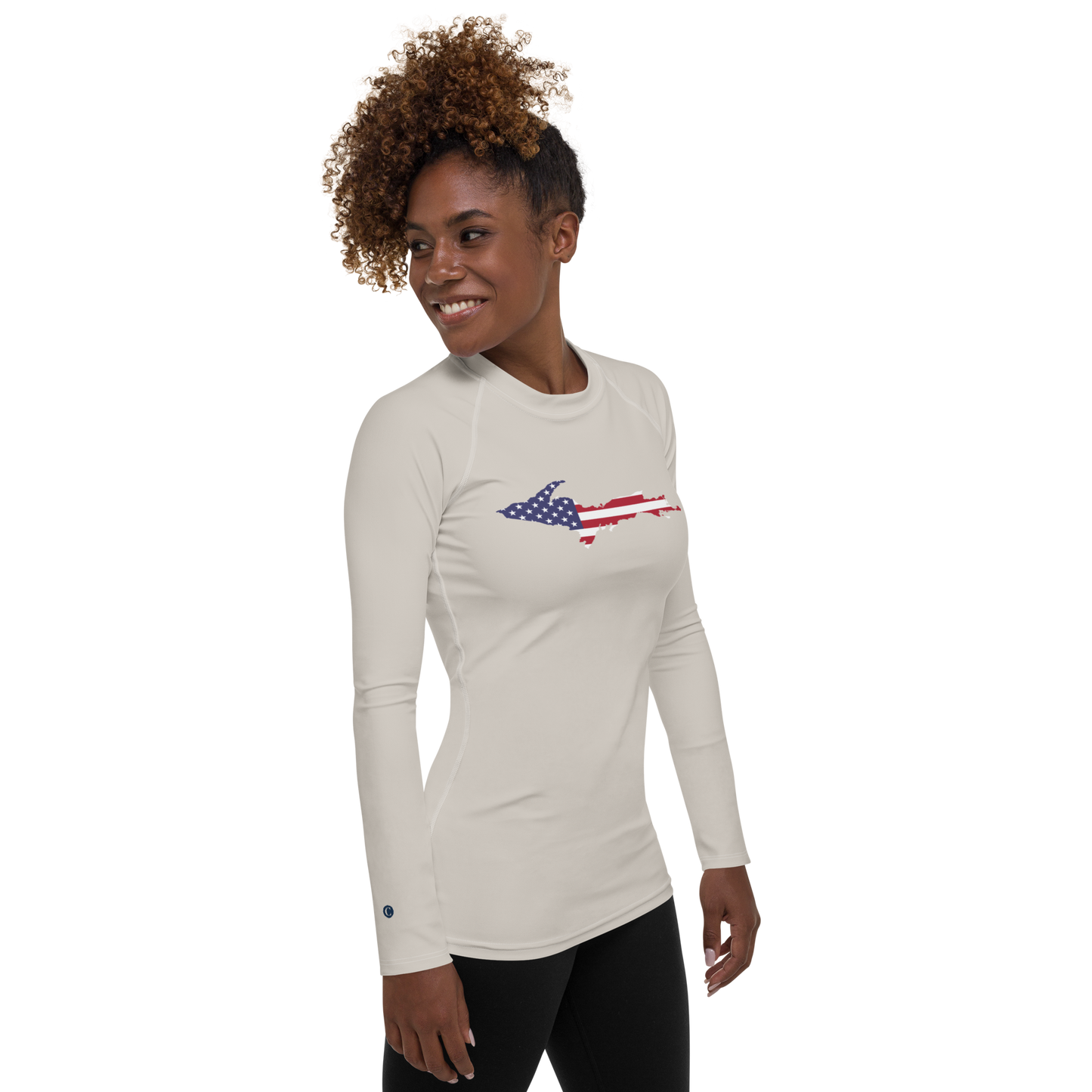 Michigan Upper Peninsula Rash Guard (w/ UP USA Flag) | Women's - Canvas Color