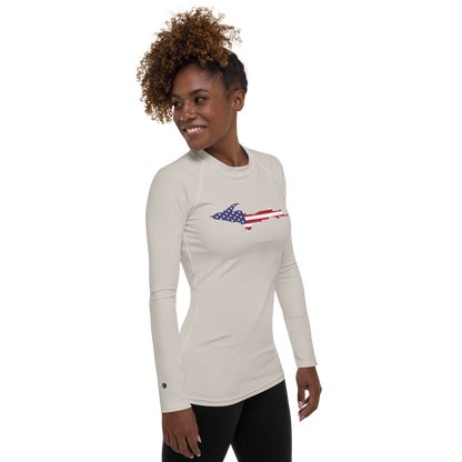 Michigan Upper Peninsula Rash Guard (w/ UP USA Flag) | Women's - Canvas Color