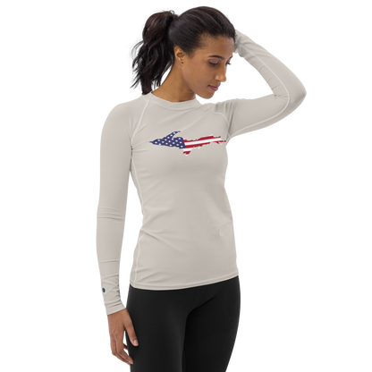 Michigan Upper Peninsula Rash Guard (w/ UP USA Flag) | Women's - Canvas Color