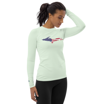 Michigan Upper Peninsula Rash Guard (w/ UP USA Flag) | Women's - Dew Green