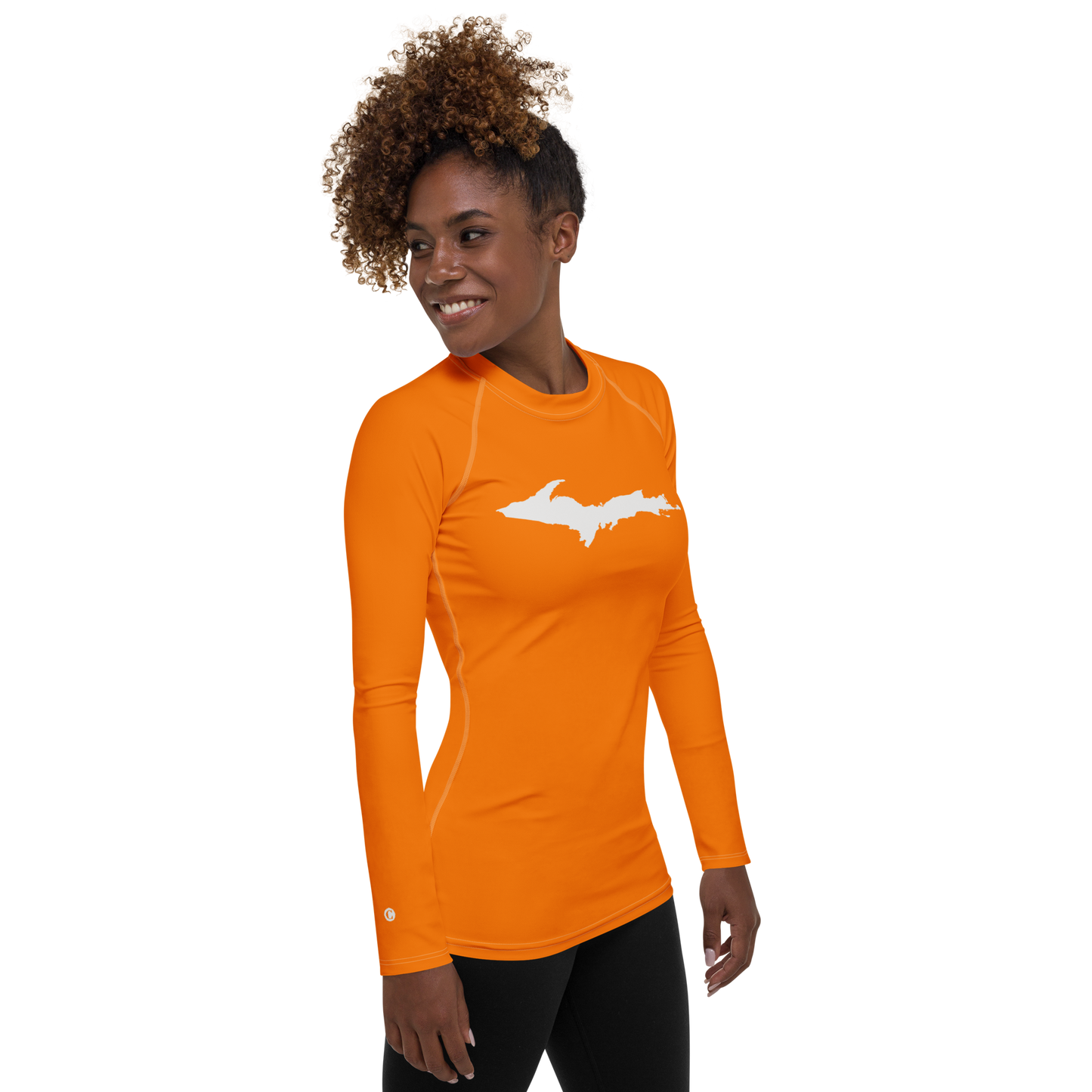 Michigan Upper Peninsula Rash Guard (w/ UP Outline) | Women's - Safety Orange