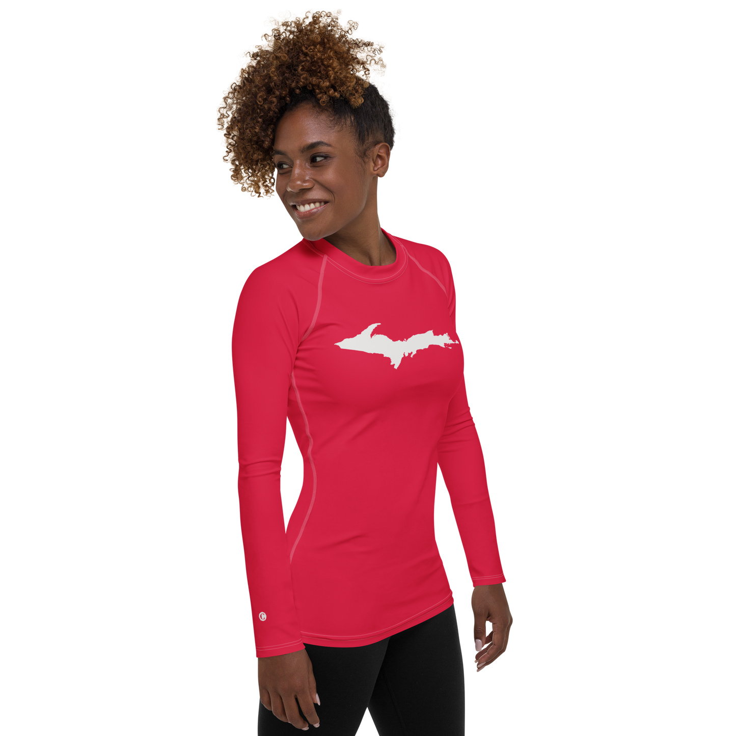 Michigan Upper Peninsula Rash Guard (w/ UP Outline) | Women's - Lighthouse Red