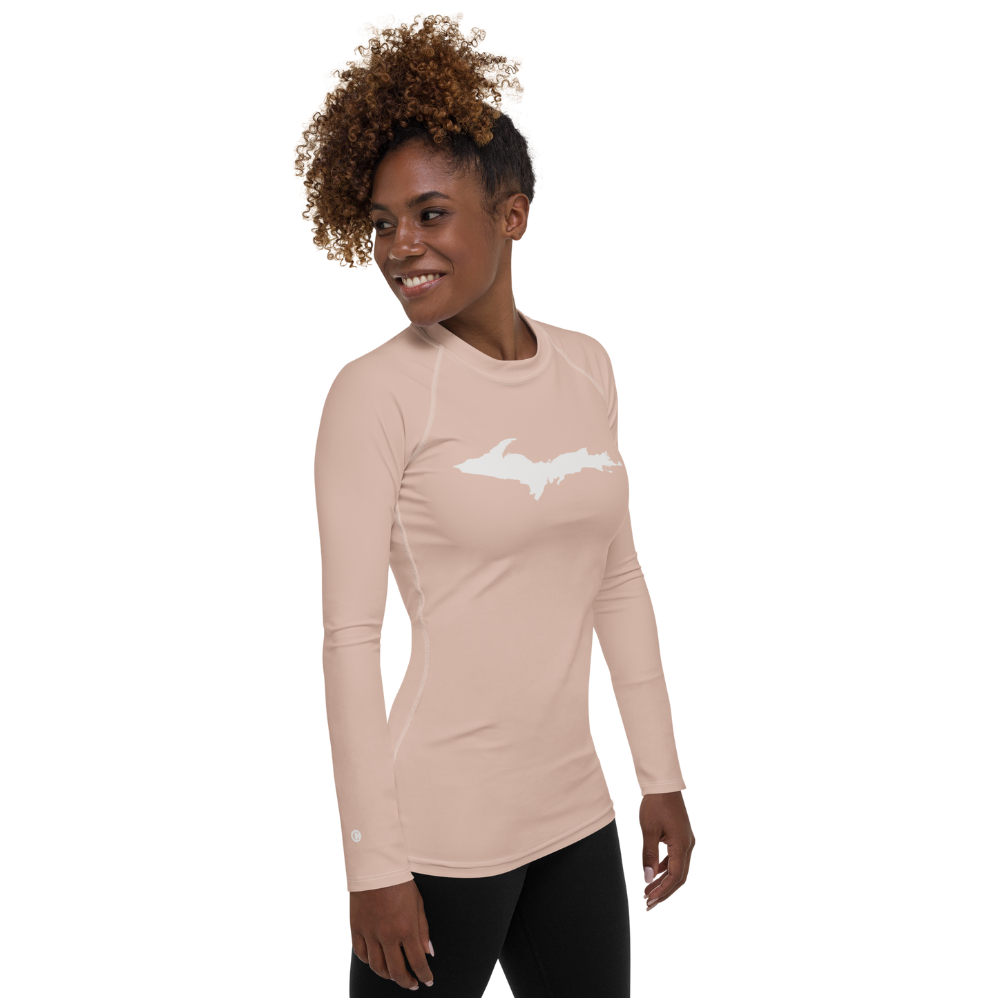 Michigan Upper Peninsula Rash Guard (w/ UP Outline) | Women's - Rose Gold