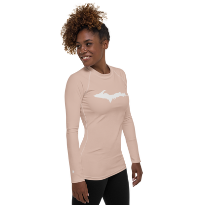 Michigan Upper Peninsula Rash Guard (w/ UP Outline) | Women's - Rose Gold