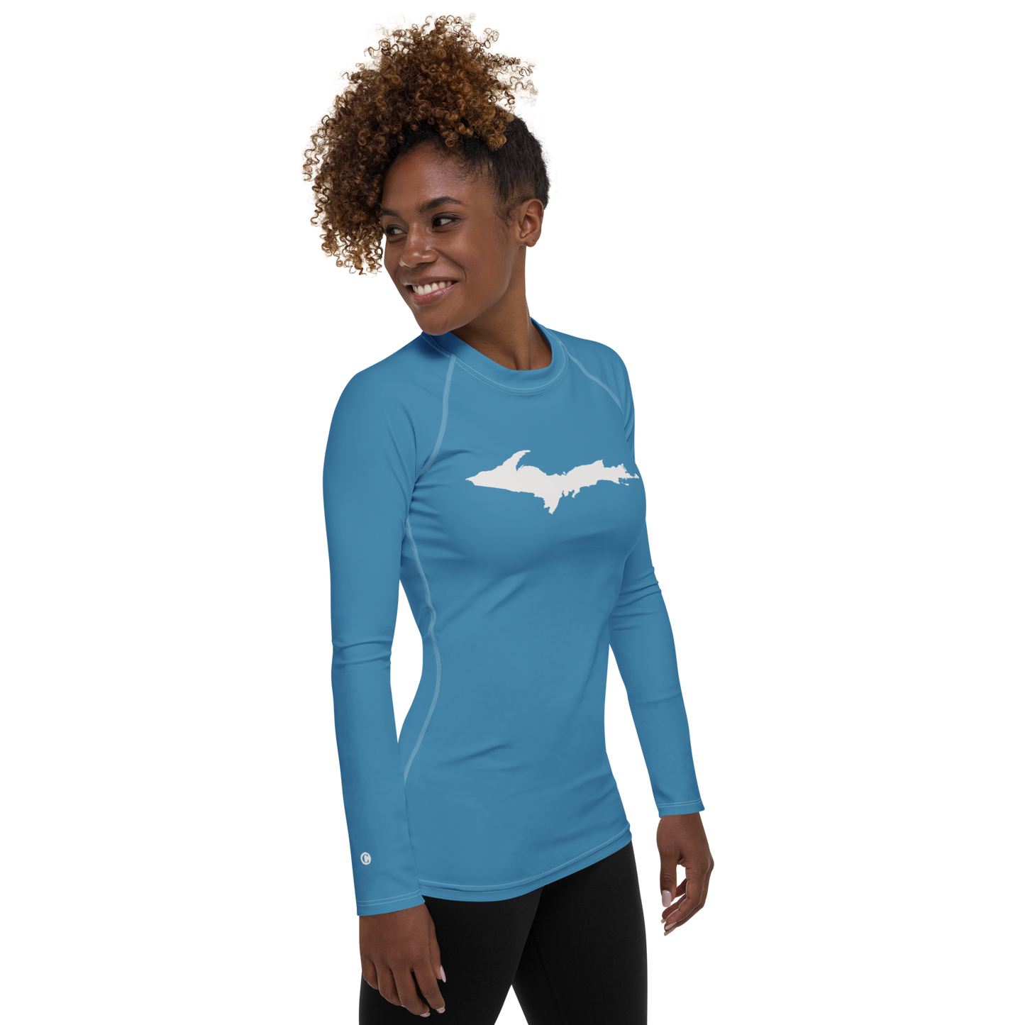 Michigan Upper Peninsula Rash Guard (w/ UP Outline) | Women's - Lake Michigan Blue