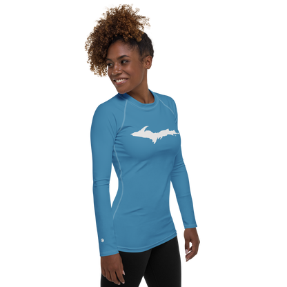 Michigan Upper Peninsula Rash Guard (w/ UP Outline) | Women's - Lake Michigan Blue