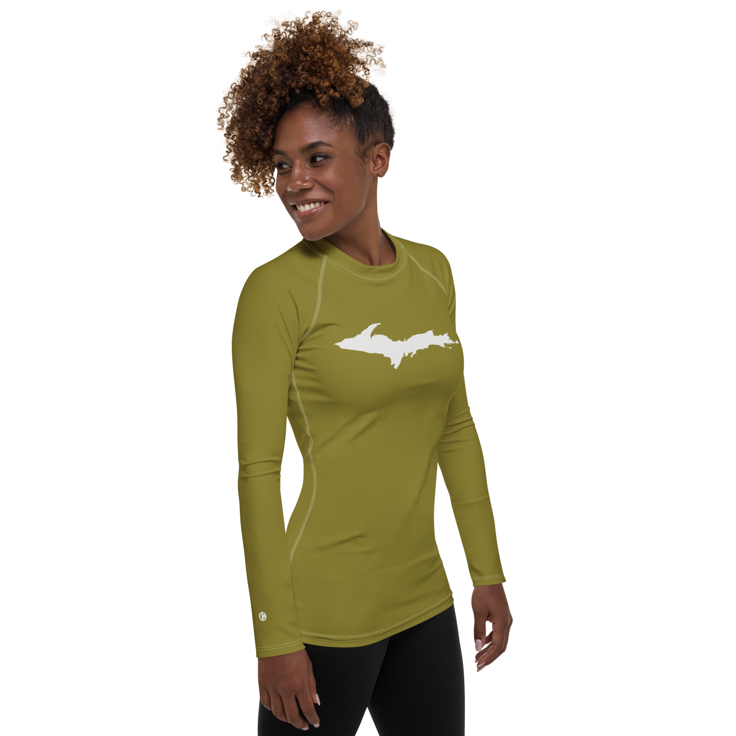 Michigan Upper Peninsula Rash Guard (w/ UP Outline) | Women's - Scrub Gold