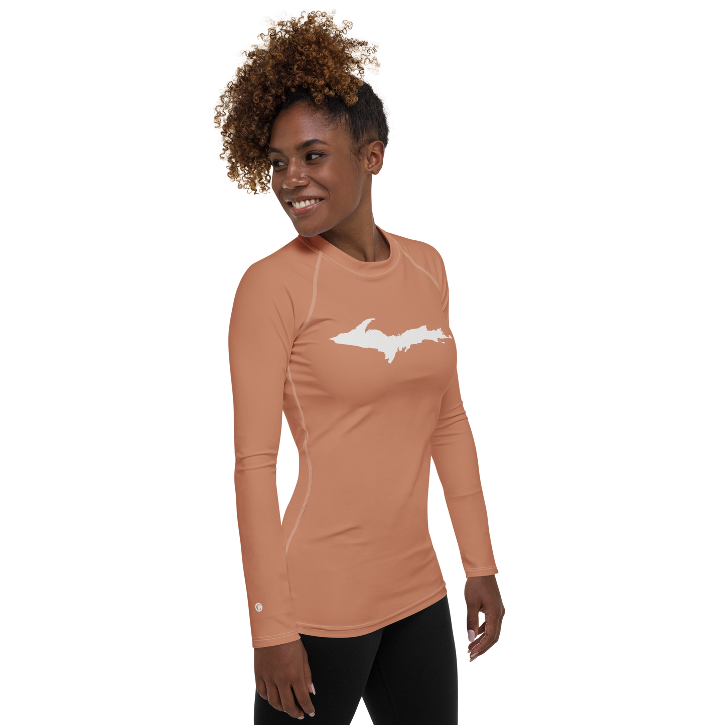 Michigan Upper Peninsula Rash Guard (w/ UP Outline) | Women's - Copper Color