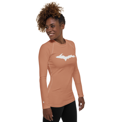 Michigan Upper Peninsula Rash Guard (w/ UP Outline) | Women's - Copper Color