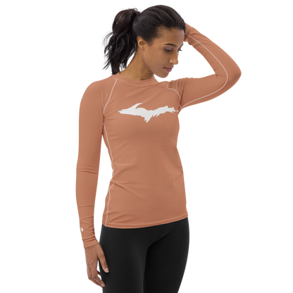 Michigan Upper Peninsula Rash Guard (w/ UP Outline) | Women's - Copper Color