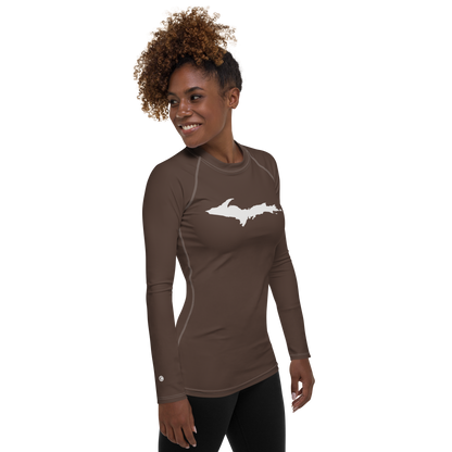 Michigan Upper Peninsula Rash Guard (w/ UP Outline) | Women's - Hickory Color