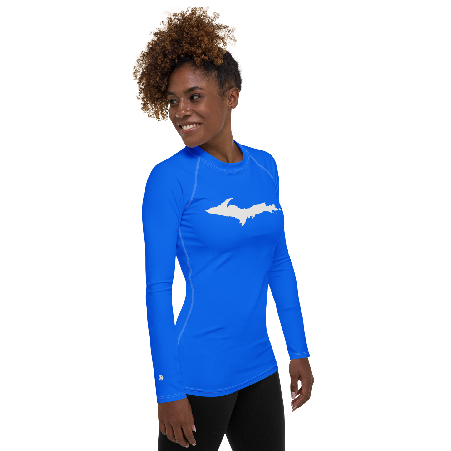 Michigan Upper Peninsula Rash Guard (w/ UP Outline) | Women's - Motor Town Blue