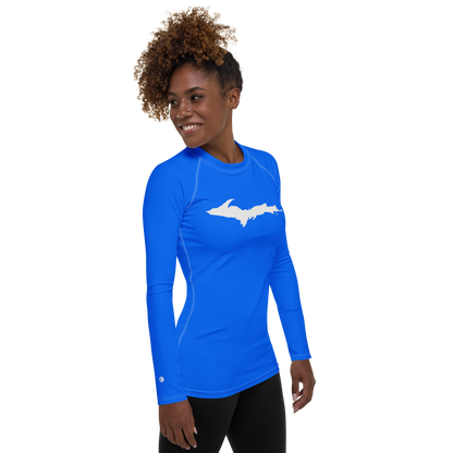 Michigan Upper Peninsula Rash Guard (w/ UP Outline) | Women's - Motor Town Blue