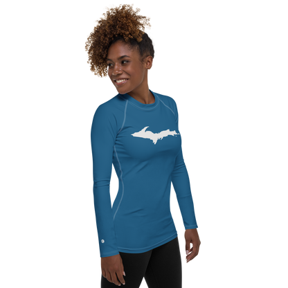 Michigan Upper Peninsula Rash Guard (w/ UP Outline) | Women's - Blueberry