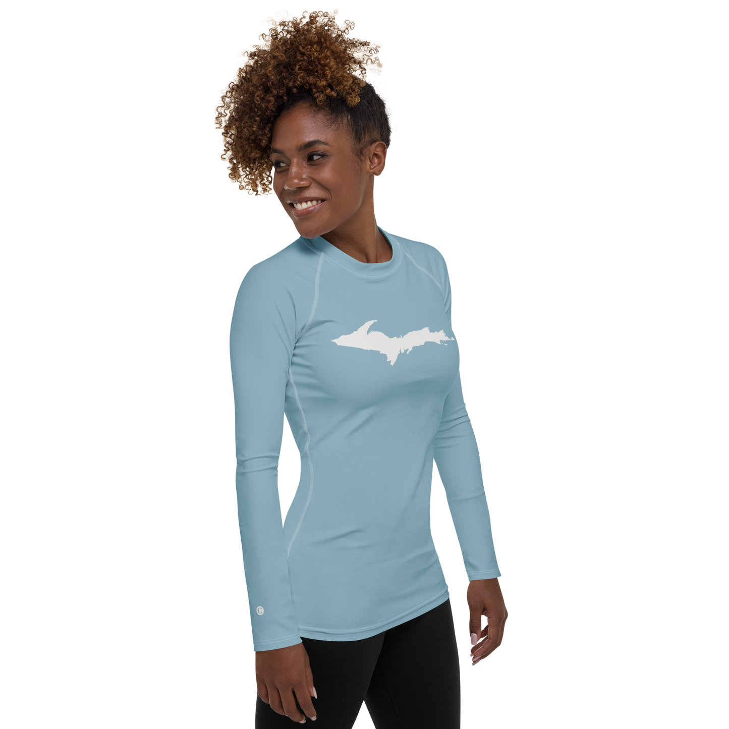 Michigan Upper Peninsula Rash Guard (w/ UP Outline) | Women's - Opal Blue