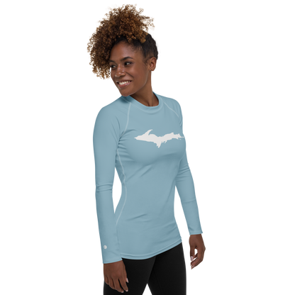 Michigan Upper Peninsula Rash Guard (w/ UP Outline) | Women's - Opal Blue