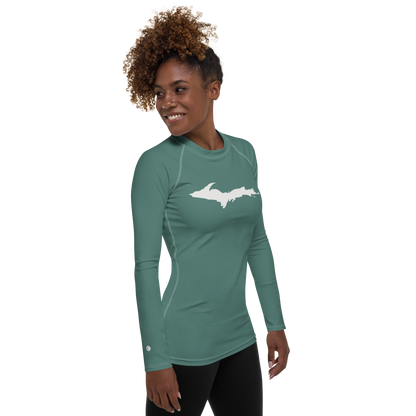 Michigan Upper Peninsula Rash Guard (w/ UP Outline) | Women's - Copper Green