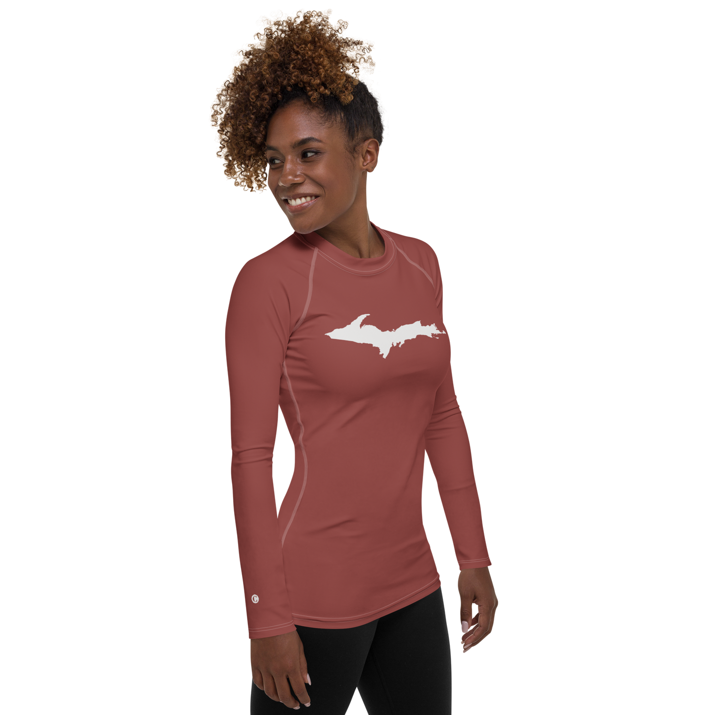 Michigan Upper Peninsula Rash Guard (w/ UP Outline) | Women's - Ore Dock Red