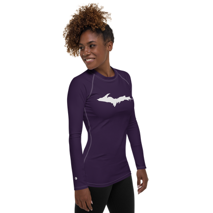 Michigan Upper Peninsula Rash Guard (w/ UP Outline) | Women's - Blackcurrant