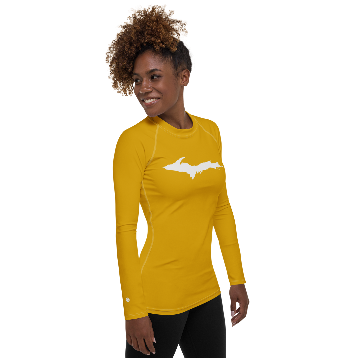 Michigan Upper Peninsula Rash Guard (w/ UP Outline) | Women's - Gold Bullion