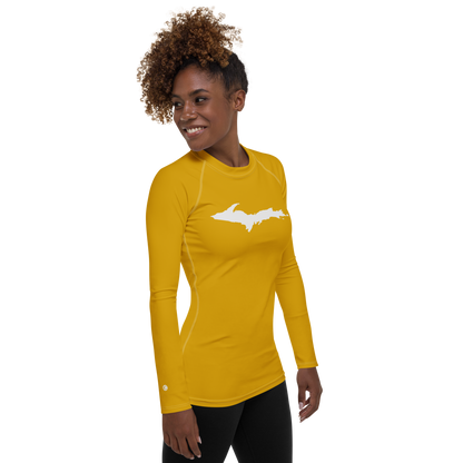 Michigan Upper Peninsula Rash Guard (w/ UP Outline) | Women's - Gold Bullion