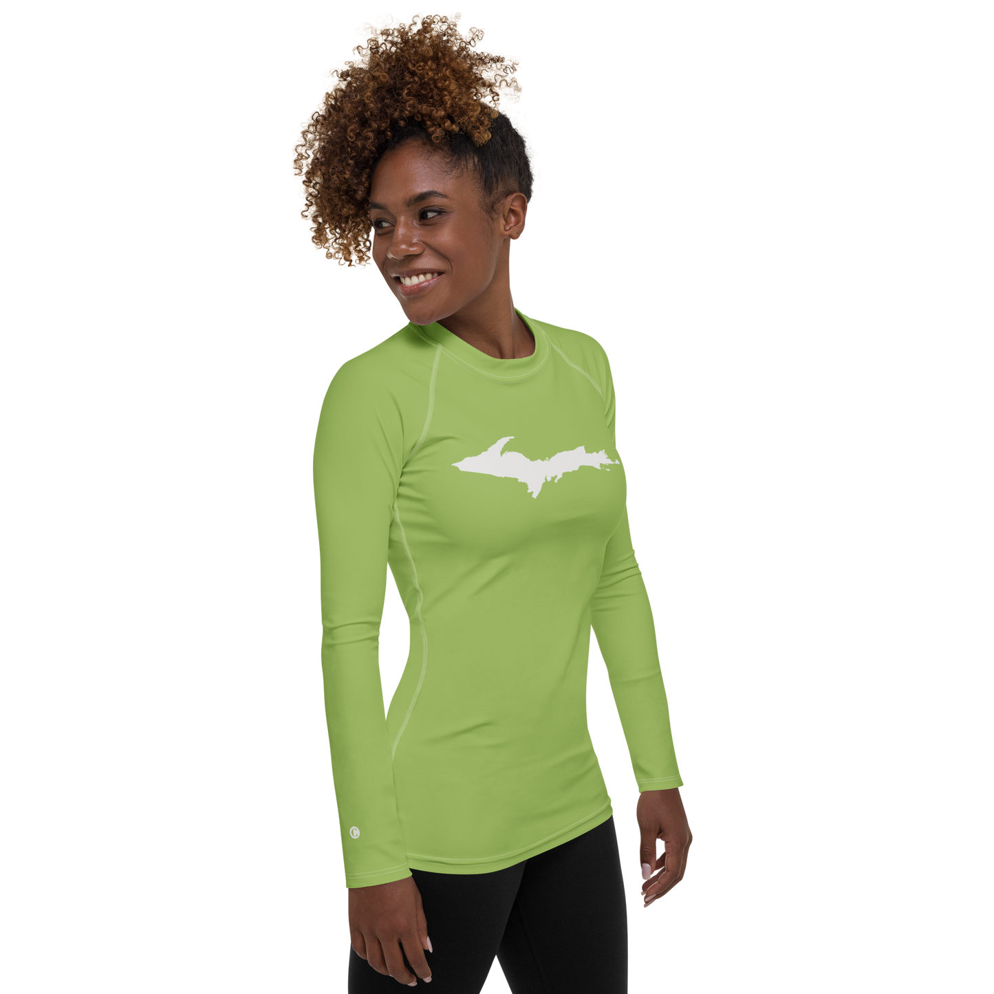 Michigan Upper Peninsula Rash Guard (w/ UP Outline) | Women's - Gooseberry Green