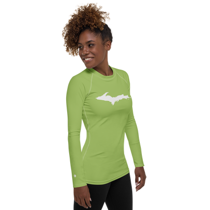 Michigan Upper Peninsula Rash Guard (w/ UP Outline) | Women's - Gooseberry Green