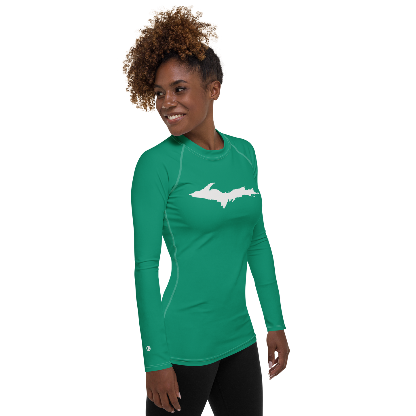 Michigan Upper Peninsula Rash Guard (w/ UP Outline) | Women's - Emerald Green