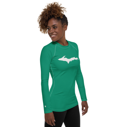 Michigan Upper Peninsula Rash Guard (w/ UP Outline) | Women's - Emerald Green