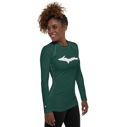 Michigan Upper Peninsula Rash Guard (w/ UP Outline) | Women's - Laconic Green