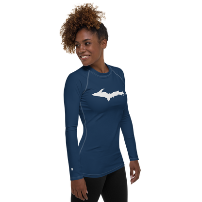 Michigan Upper Peninsula Rash Guard (w/ UP Outline) | Women's - Navy