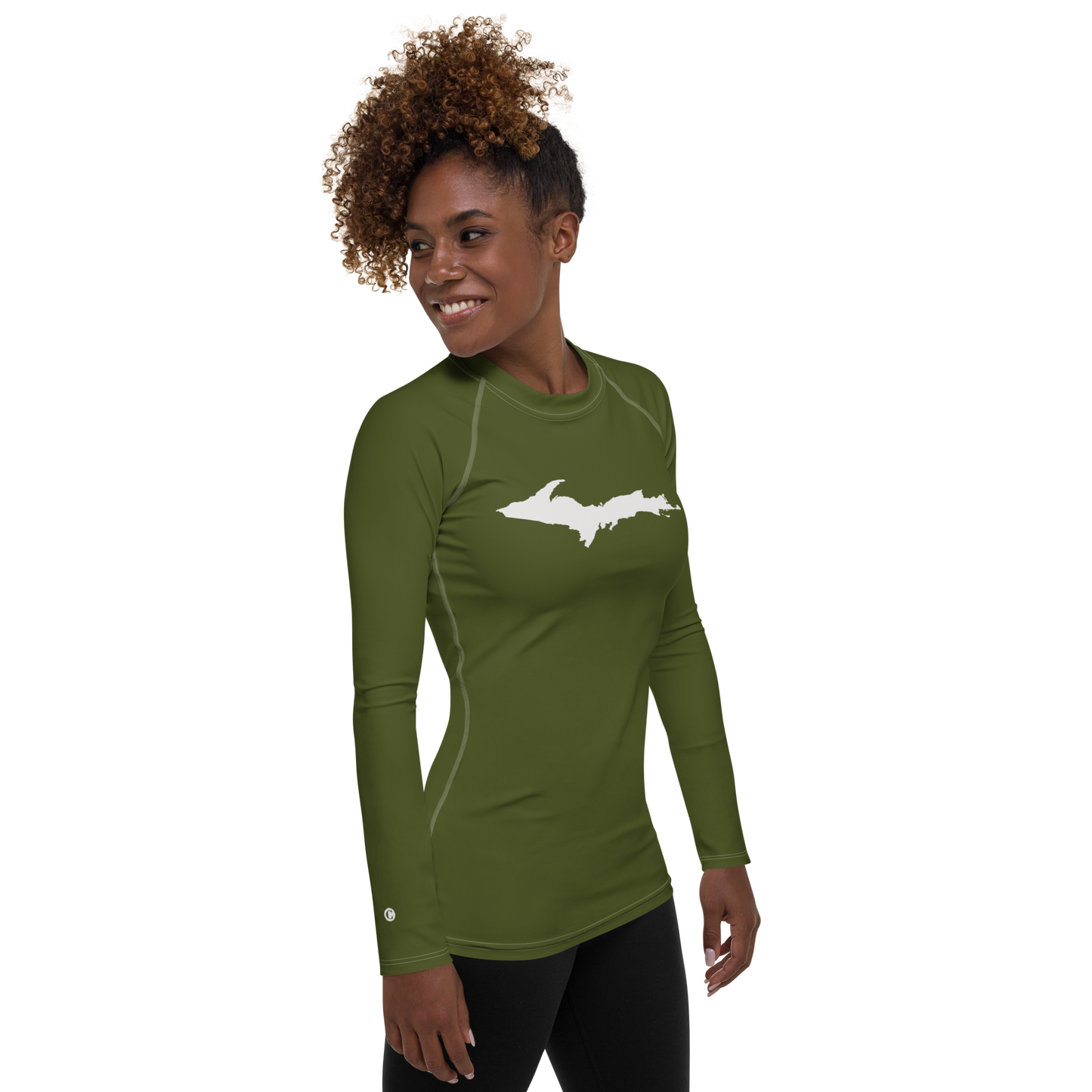 Michigan Upper Peninsula Rash Guard (w/ UP Outline) | Women's - Army Green