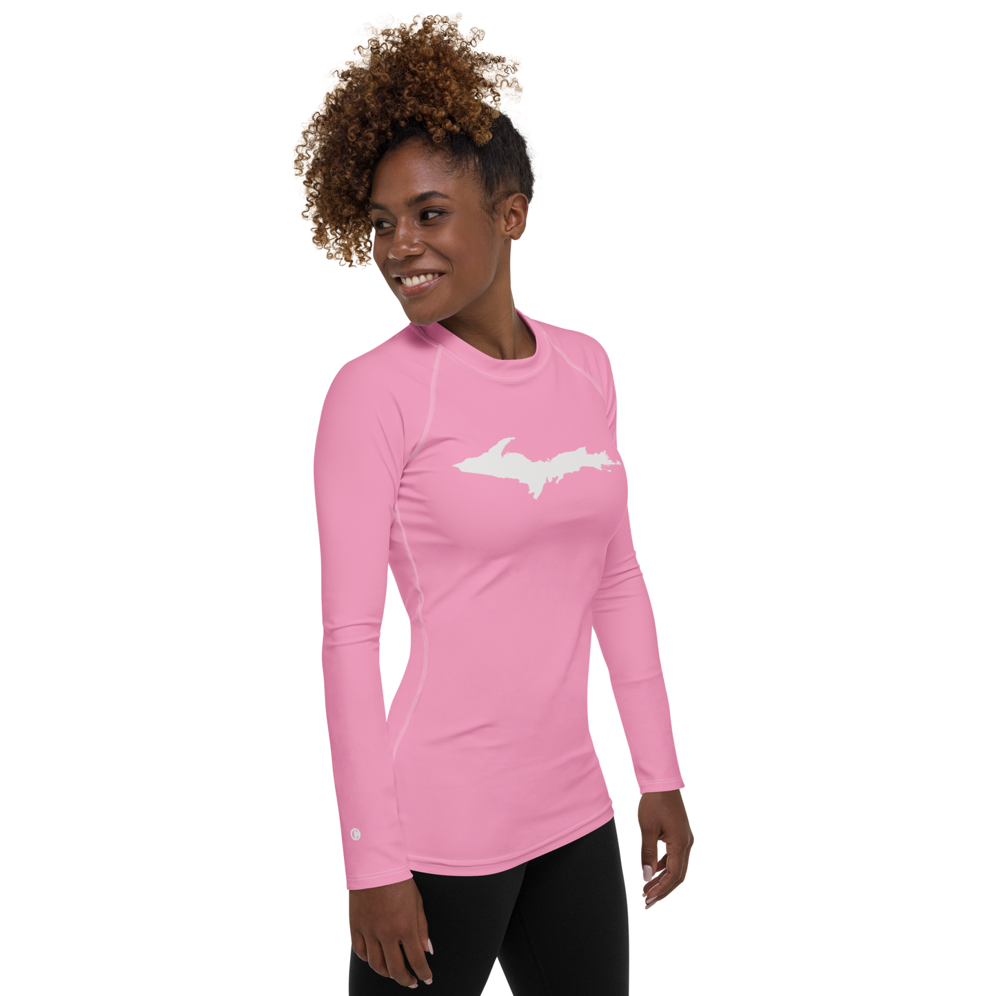 Michigan Upper Peninsula Rash Guard (w/ UP Outline) | Women's - '67 Caddie Pink