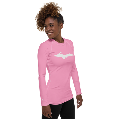 Michigan Upper Peninsula Rash Guard (w/ UP Outline) | Women's - '67 Caddie Pink