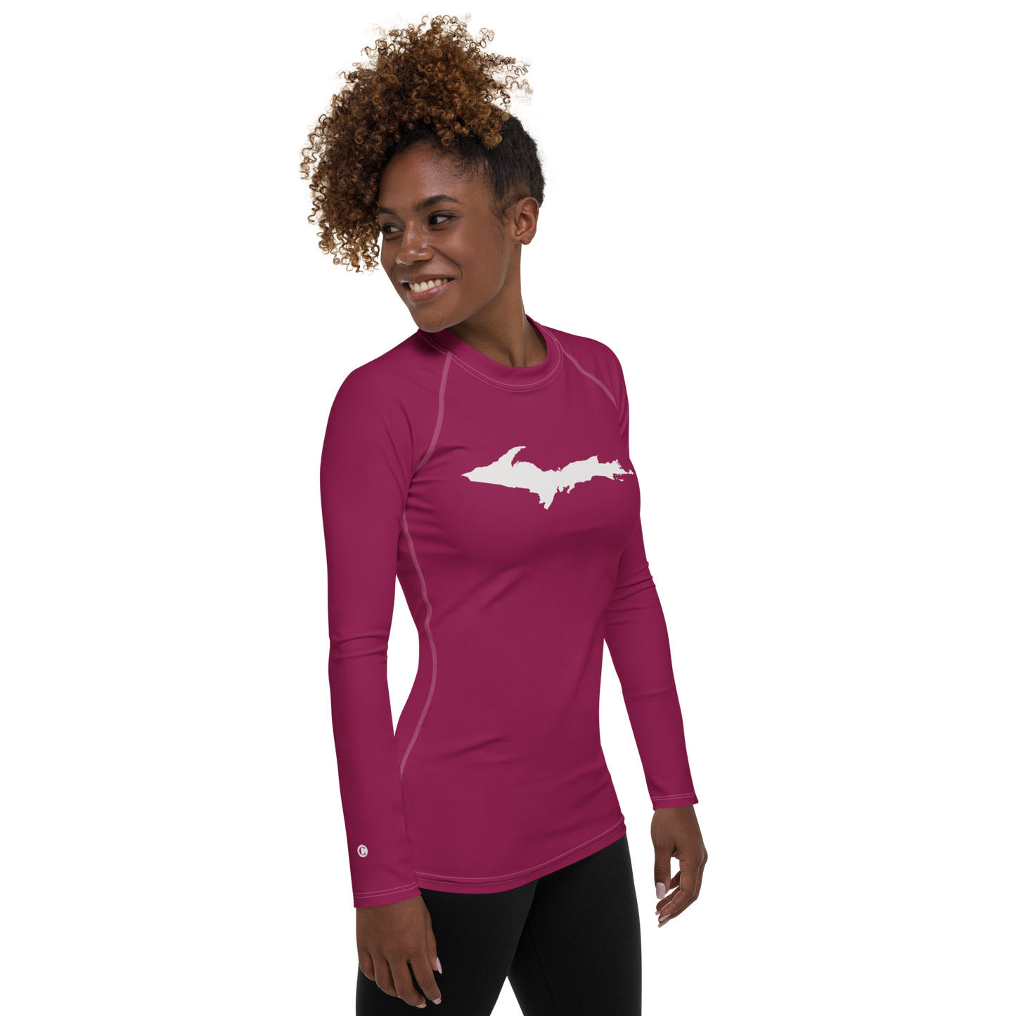 Michigan Upper Peninsula Rash Guard (w/ UP Outline) | Women's - Ruby Red