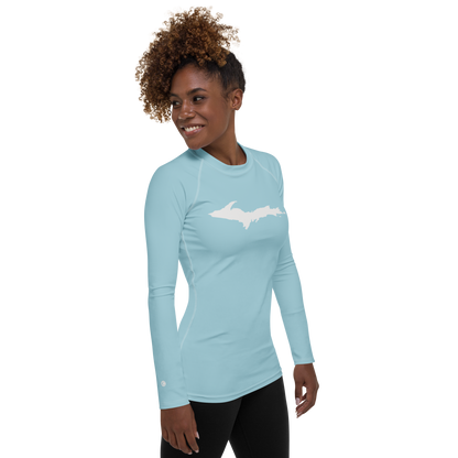 Michigan Upper Peninsula Rash Guard (w/ UP Outline) | Women's - '58 Caddie Blue