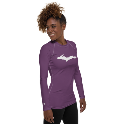 Michigan Upper Peninsula Rash Guard (w/ UP Outline) | Women's - Plum