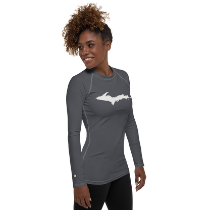 Michigan Upper Peninsula Rash Guard (w/ UP Outline) | Women's - Iron Ore Grey