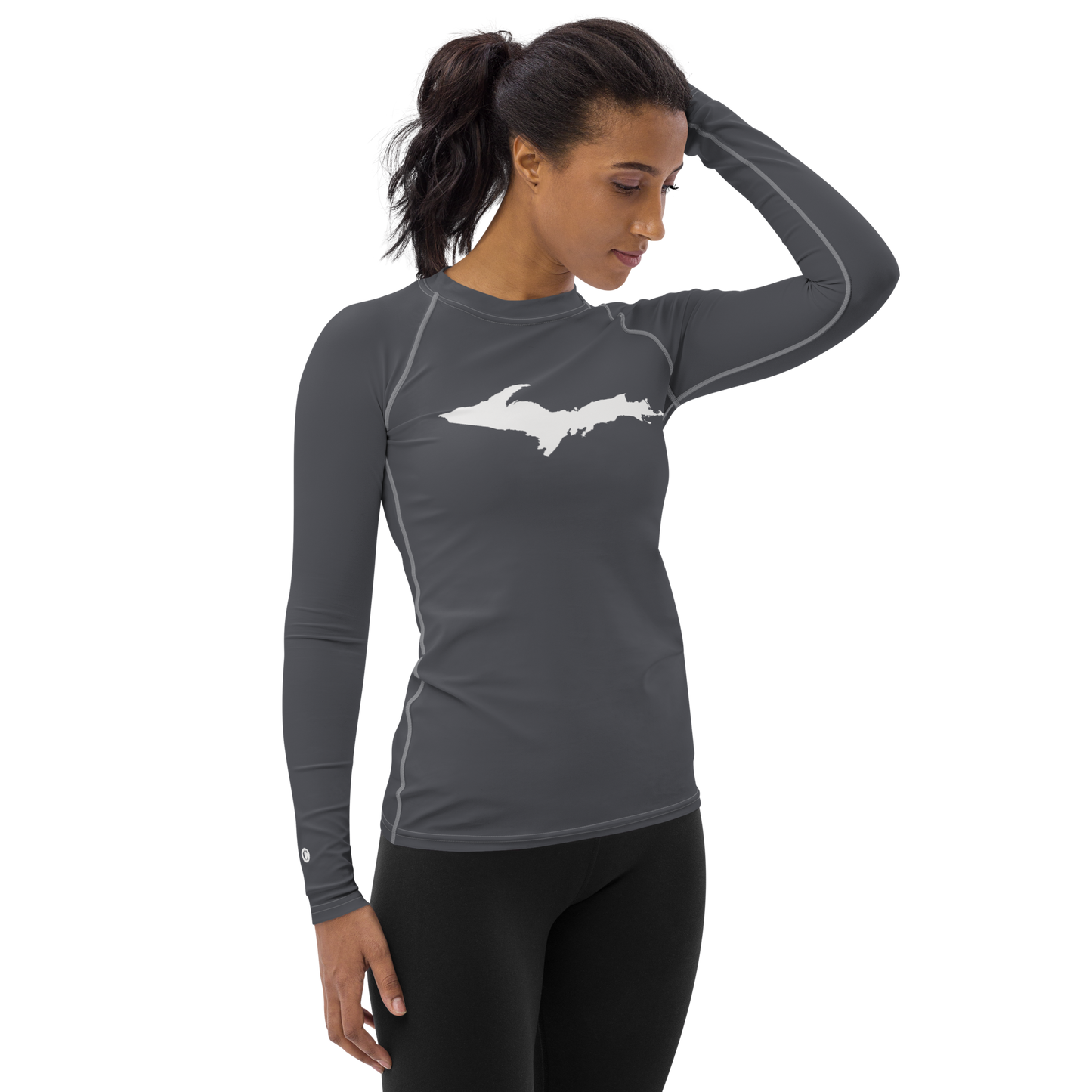 Michigan Upper Peninsula Rash Guard (w/ UP Outline) | Women's - Iron Ore Grey