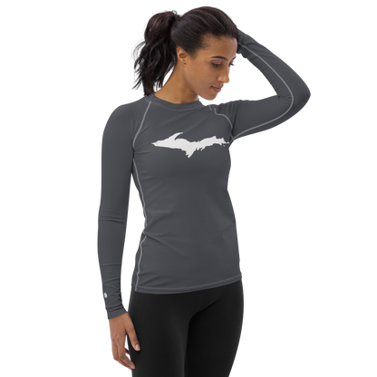 Michigan Upper Peninsula Rash Guard (w/ UP Outline) | Women's - Iron Ore Grey