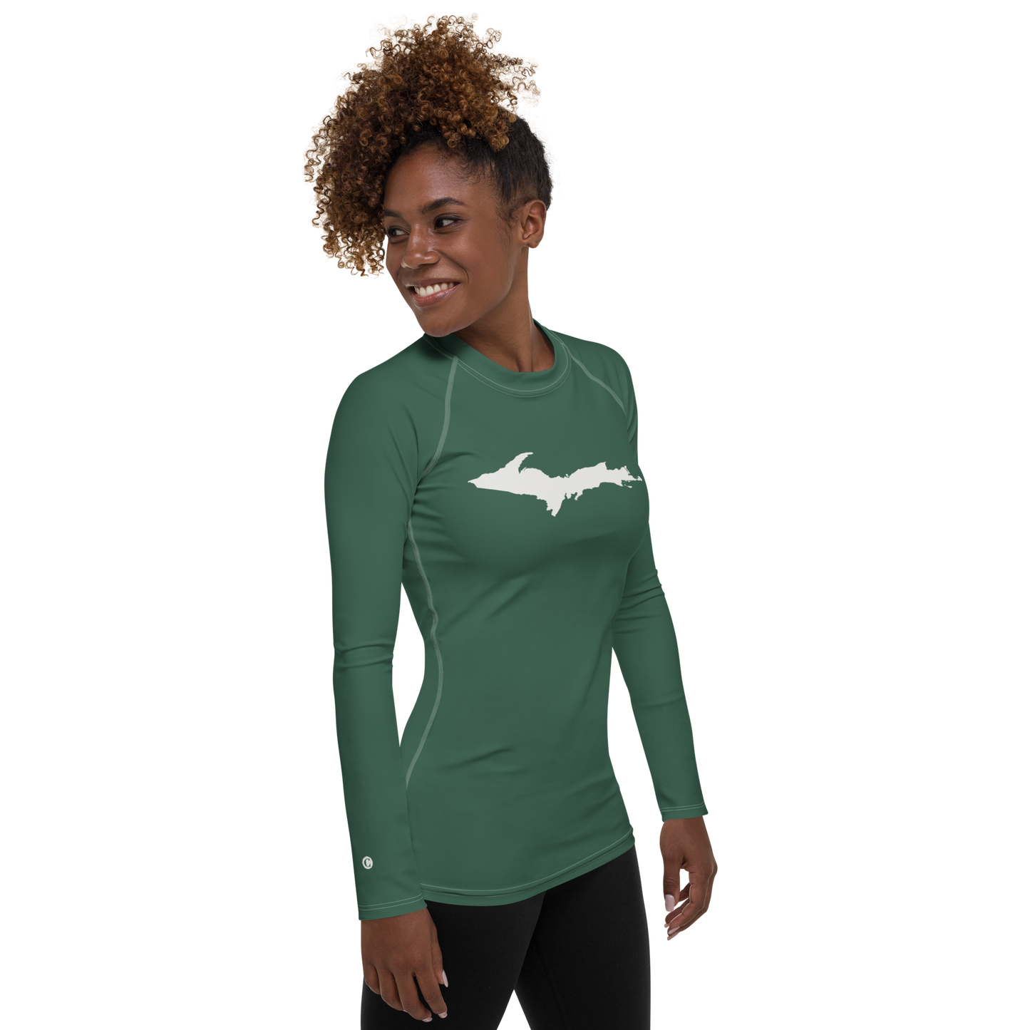 Michigan Upper Peninsula Rash Guard (w/ UP Outline) | Women's - Ginger Ale Green