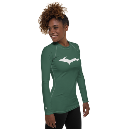 Michigan Upper Peninsula Rash Guard (w/ UP Outline) | Women's - Ginger Ale Green