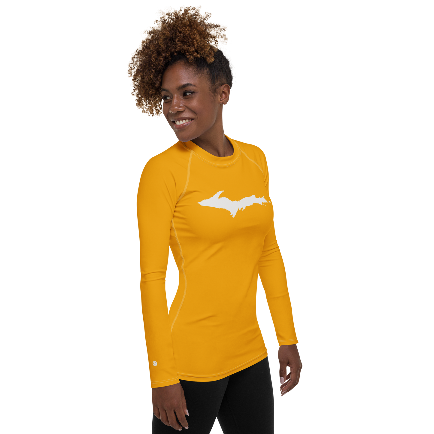 Michigan Upper Peninsula Rash Guard (w/ UP Outline) | Women's - Birch Leaf Orange