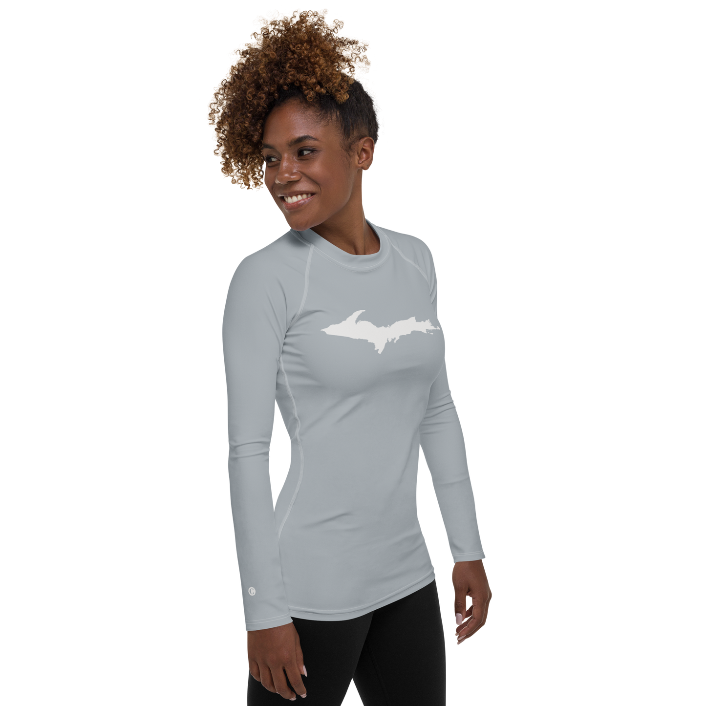 Michigan Upper Peninsula Rash Guard (w/ UP Outline) | Women's - Silver